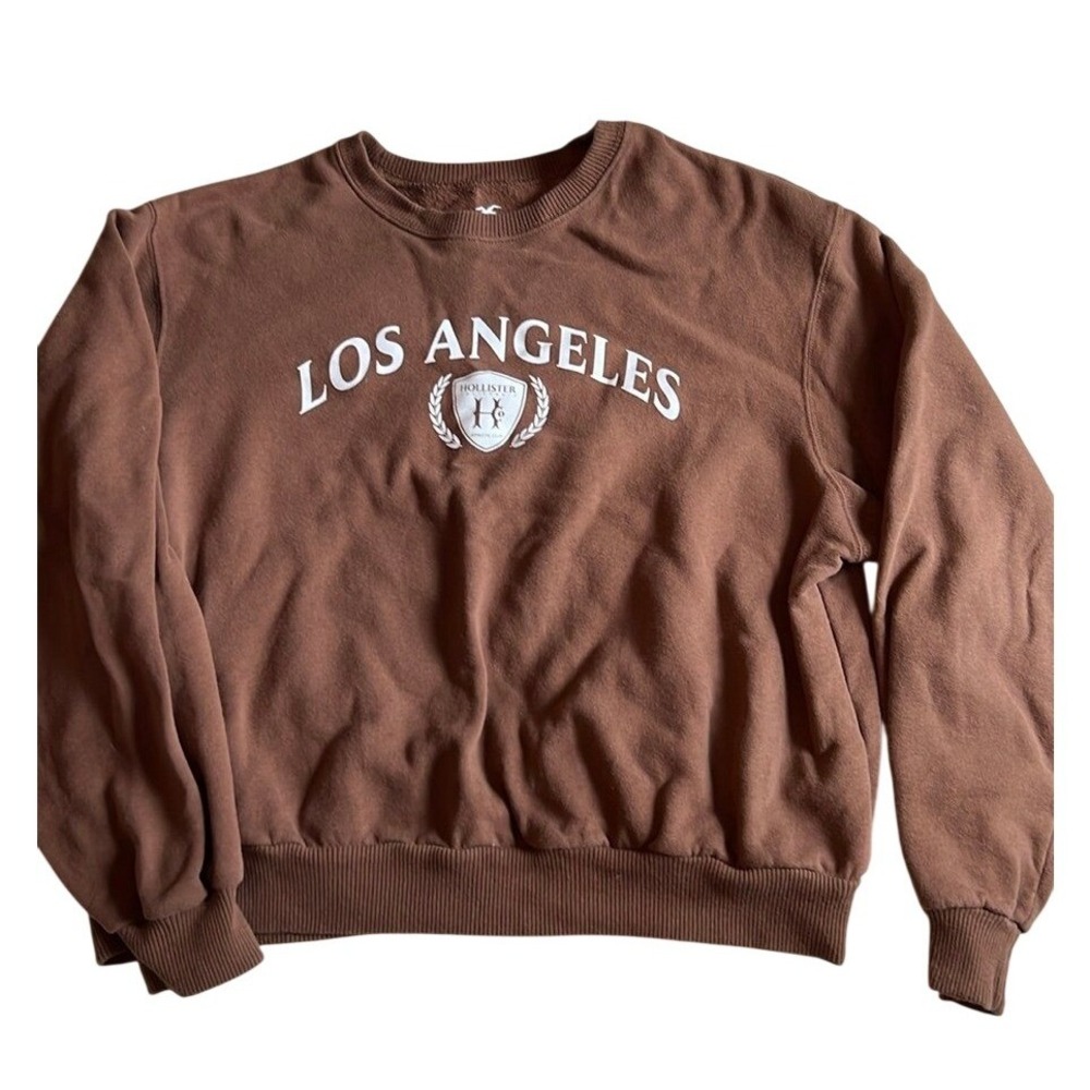 Hollister LA Crewneck Sweatshirt Brown Womens Small Graphic Casual Pullover